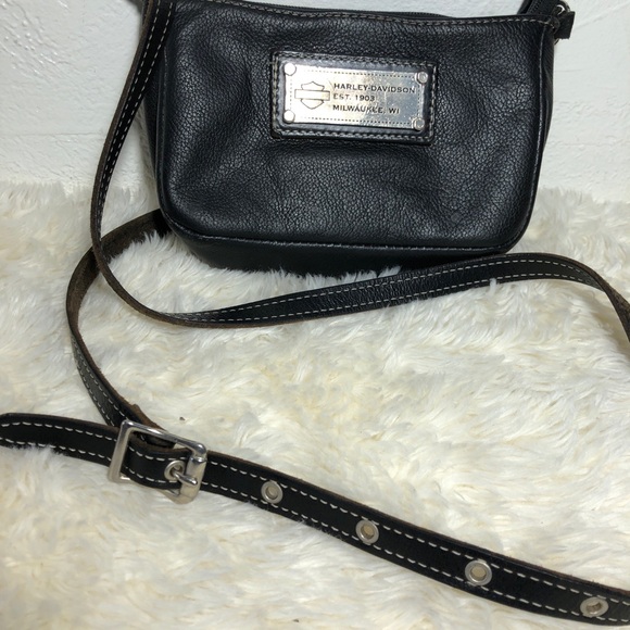 Harley-Davidson Black Leather Crossbody Bag